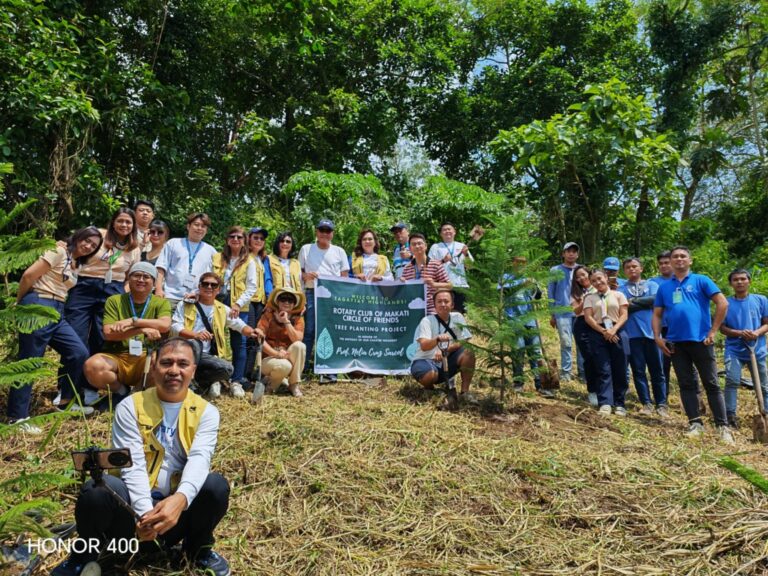 Rotary service field activity with volunteers collaborating, illustrating community engagement and hands-on service.